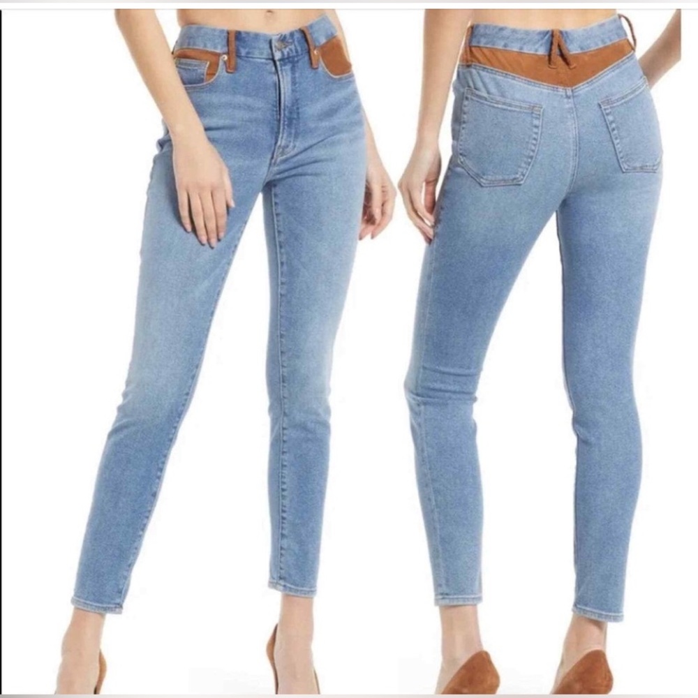 Good American - Good Legs Suede Mixing High Rise Skinny Jeans Women’s Size 32